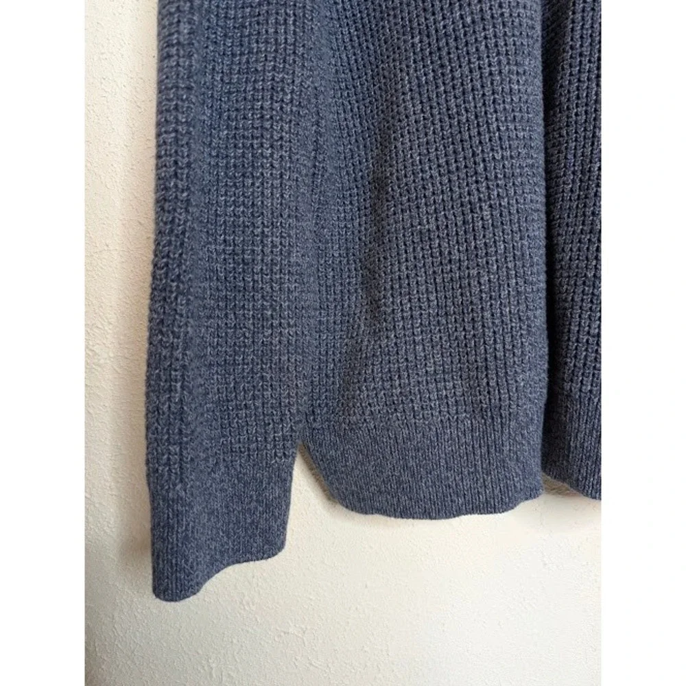 L.L. Bean Mens Blue Knit Sweater Long Sleeve 100% Cotton Pullover 1/4‎ Zip Heavy
